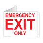White Triangle-Mount EMERGENCY EXIT ONLY Sign NHE-6731Tri