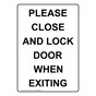 Portrait Please Close And Lock Door When Exiting Sign NHEP-29310
