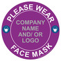 Purple Please Wear Face Mask Round Floor Label with Company Name and / or Logo CS507418