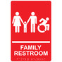 Red Braille FAMILY RESTROOM Sign with Dynamic Accessibility Symbol RRE-170R_White_on_Red