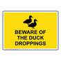 Beware Of The Duck Droppings Sign With Symbol NHE-29460