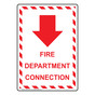 Portrait Fire Department Connection With Down Arrow Sign NHEP-9461