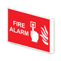 Projection-Mount Red FIRE ALARM Sign With Symbol NHE-13824Proj