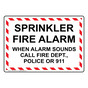Sprinkler Fire Alarm When Alarm Sounds Call Fire Sign NHE-30972