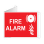 Red Triangle-Mount FIRE ALARM Sign With Symbol