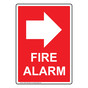 Portrait Fire Alarm [With Right Arrow] Sign NHEP-19642_RED