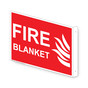Projection-Mount Red FIRE BLANKET Sign With Symbol NHE-7195Proj