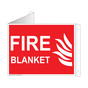 Red Triangle-Mount FIRE BLANKET Sign With Symbol NHE-7195Tri