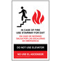 White In Case Of Fire Use Stairway For Exit Bilingual Sign ELVB-39485_WHT