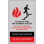 Silver In Case Of Fire Use Stairway For Exit Bilingual Sign ELVB-39486_BF