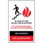 White In Case Of Fire Do Not Use Elevators Use Stairway Bilingual Sign ELVB-39487_WHT