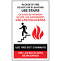 White In Case Of Fire Do Not Use Elevators Use Stairs Bilingual Sign ELVB-39494_WHT