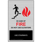 Silver In Case Of Fire Do Not Use Elevators Use Stairways Sign ELVE-39487_BF