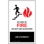 White In Case Of Fire Do Not Use Elevators Use Stairways Sign ELVE-39487_WHT