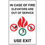 White In Case Of Fire Elevators Are Out Of Service Use Exit Sign ELVE-39507_WHT
