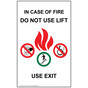White In Case Of Fire Do Not Use Lift Use Exit Sign ELVE-39513_WHT