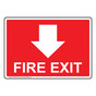 Fire Exit [With Down Arrow] Sign NHE-19645_RED