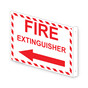 Projection-Mount White FIRE EXTINGUISHER (With Outward Arrow) Sign With Symbol NHE-6845Proj