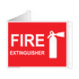 Red Triangle-Mount FIRE EXTINGUISHER Sign With Symbol NHE-7210Tri