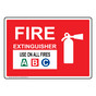 Fire Extinguisher Use On All Fires A B C Sign With Symbol NHE-7525