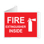 White Triangle-Mount FIRE EXTINGUISHER INSIDE Sign With Symbol NHE-7860Tri