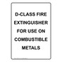 Portrait D-Class Fire Extinguisher For Use On Sign NHEP-31014