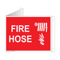 Red Triangle-Mount FIRE HOSE Sign With Symbol NHE-7190Tri