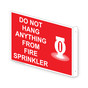 Projection-Mount Red DO NOT HANG ANYTHING FROM FIRE SPRINKLER Sign With Symbol NHE-13871Proj