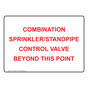 Combination Sprinkler/Standpipe Control Valve Sign NHE-30892