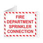 White Triangle-Mount FIRE DEPARTMENT SPRINKLER CONNECTION Sign NHE-6780Tri
