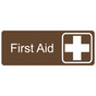 Brown Engraved First Aid Sign with Symbol