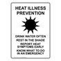 Heat Illness Prevention Sign for Safety Awareness NHE-17817