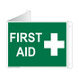 Green Triangle-Mount FIRST AID Sign With Symbol NHE-7220Tri