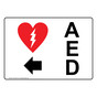 AED With Left Arrow Sign NHE-9438