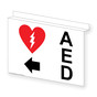 Ceiling-Mount AED (With Left Arrow) Sign With Symbol
