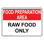 Food Preparation Area Raw Food Only Sign NHE-15579