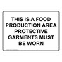 Food Production Area Protective Garments Must Be Worn Sign NHE-15618