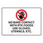 No Bare Contact With Rte Foods Use Sign With Symbol NHE-30524