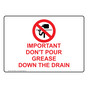 Important Don't Pour Grease Down The Drain Sign With Symbol NHE-30526