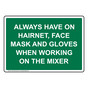Always Have On Hairnet, Face Mask And Gloves Sign NHE-36120_GRN