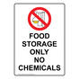 Portrait Food Storage Only No Chemicals Sign With Symbol NHEP-15636