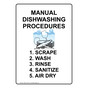 Portrait Manual Dishwashing Procedures Sign With Symbol NHEP-15730