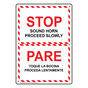 Stop Sound Horn Proceed Slowly Bilingual Sign NHB-14367