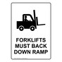 Portrait FORKLIFTS MUST BACK DOWN RAMP Sign with Symbol NHEP-50450