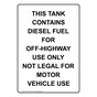 Portrait This Tank Contains Diesel Fuel For Sign NHEP-31176