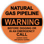 Natural Gas Pipeline Before Digging Call Custom Sign NHE-16061