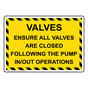 Valves Ensure All Valves Are Closed Following Sign NHE-29635