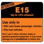 E15 Up To 15% Ethanol Label for Fuel NHE-16103