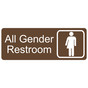 Brown Engraved All Gender Restroom Sign with Symbol EGRE-25512-SYM_White_on_Brown