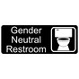 Black Engraved Gender Neutral Restroom Sign with Symbol
